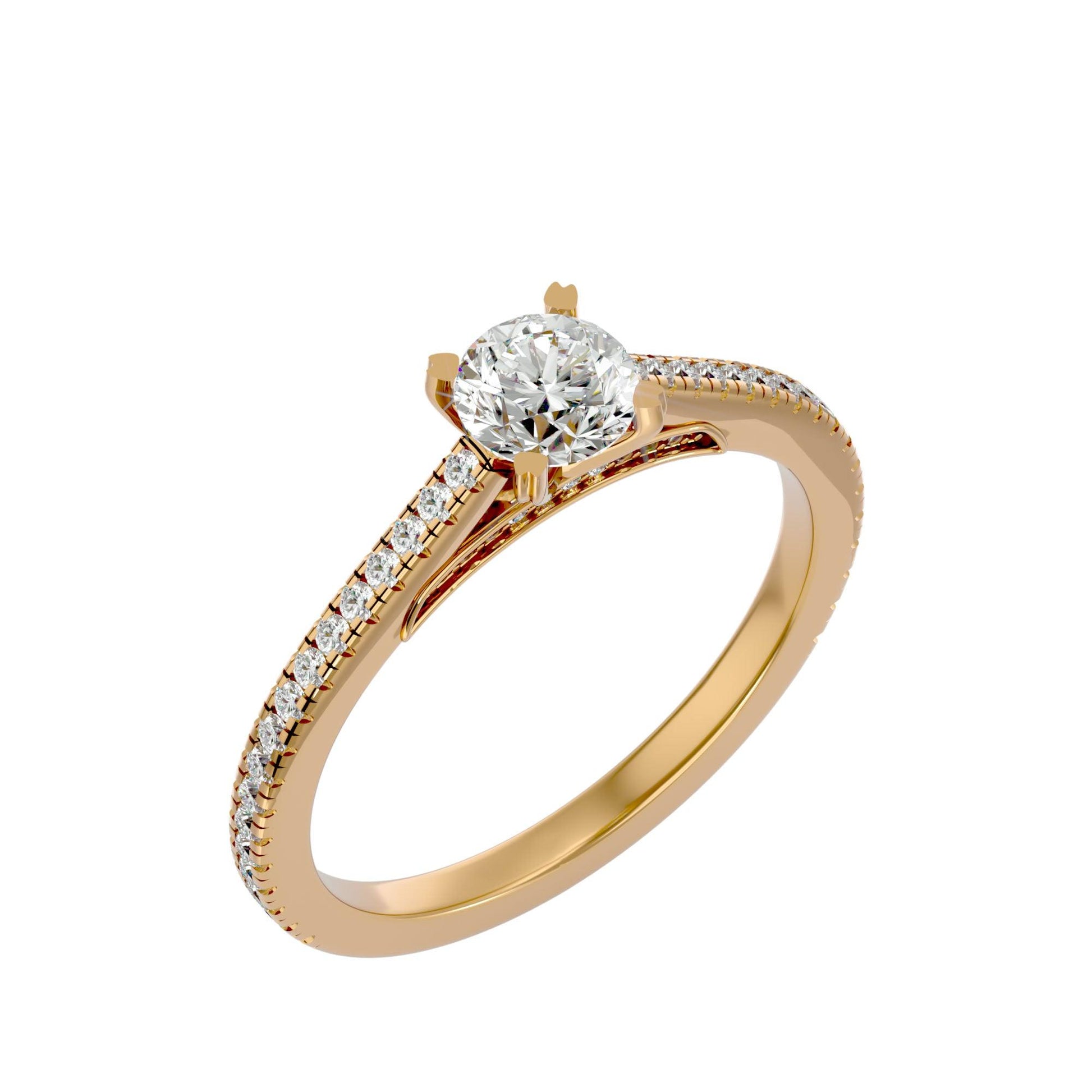 Lab Grown Round Diamond Solitaire Ring In Yellow Gold