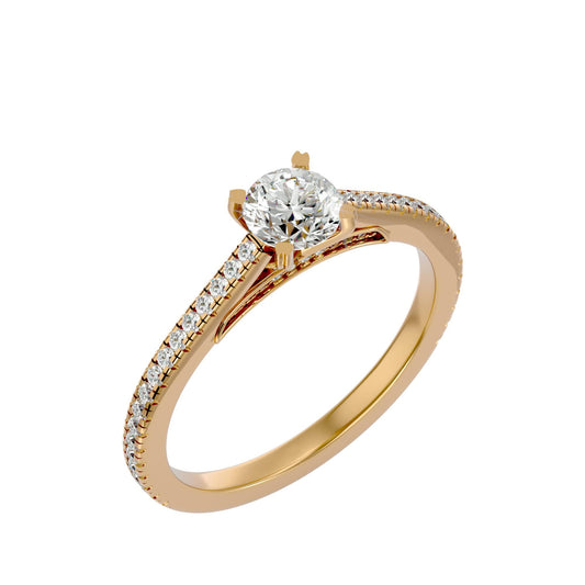 Lab Grown Round Diamond Solitaire Ring In Yellow Gold