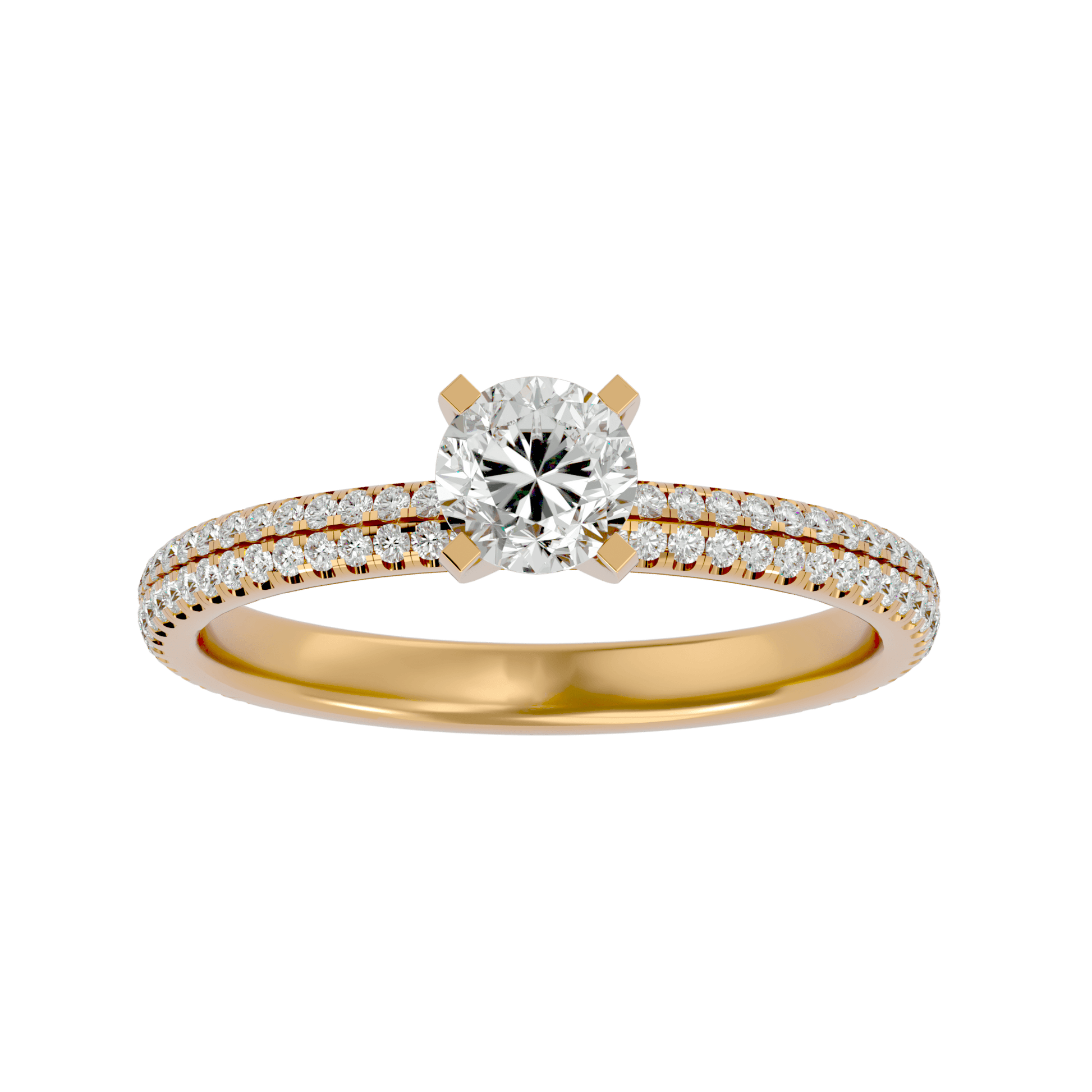 Lab Grown Round Diamond Solitaire Ring In Yellow Gold