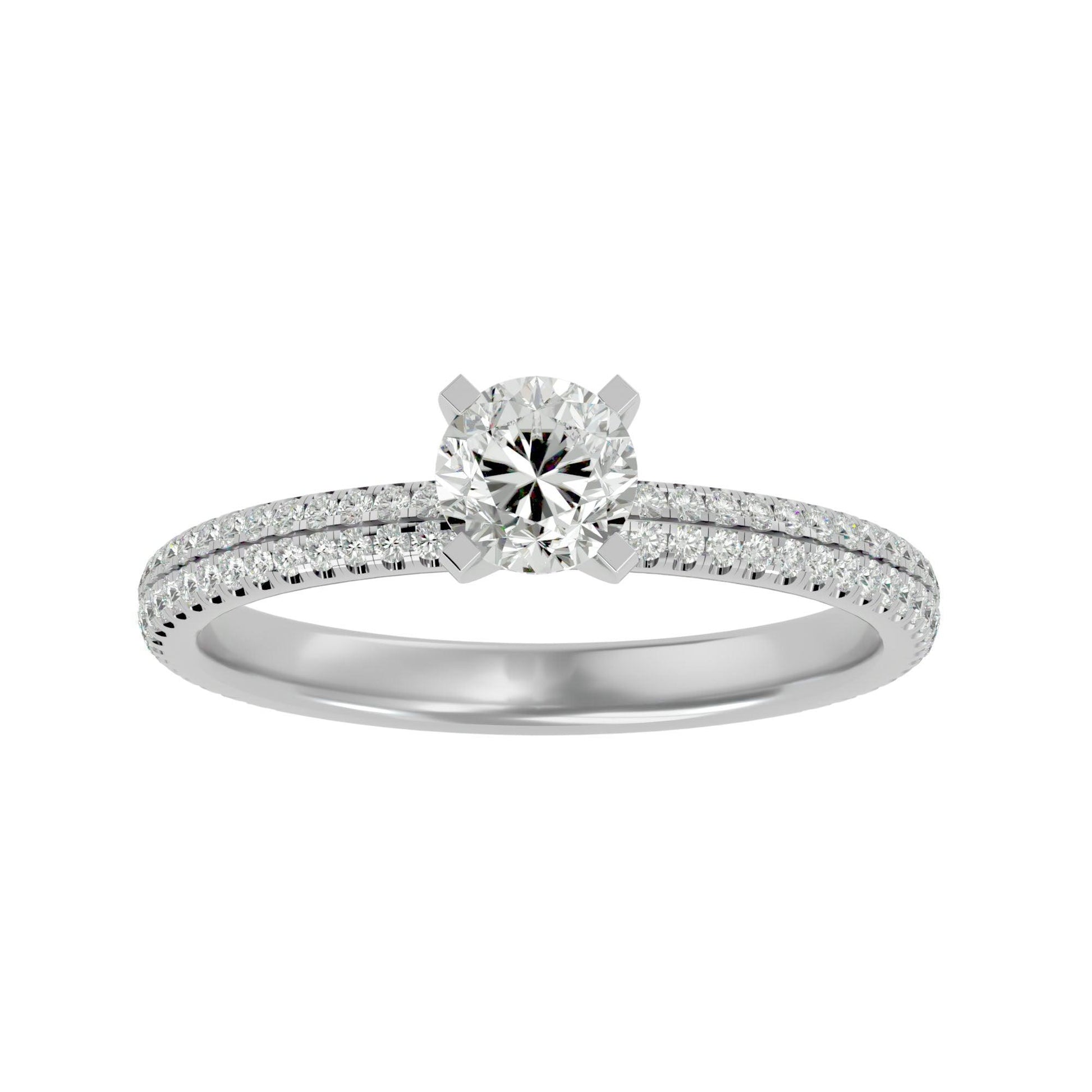 Lab Grown Round Diamond In White Gold Solitaire Ring