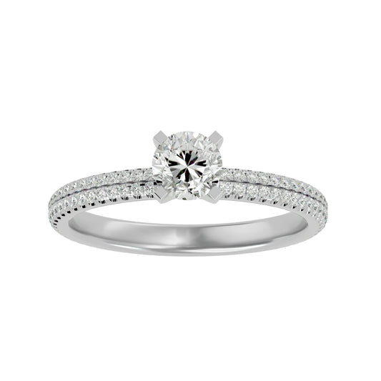 Lab Grown Round Diamond In White Gold Solitaire Ring