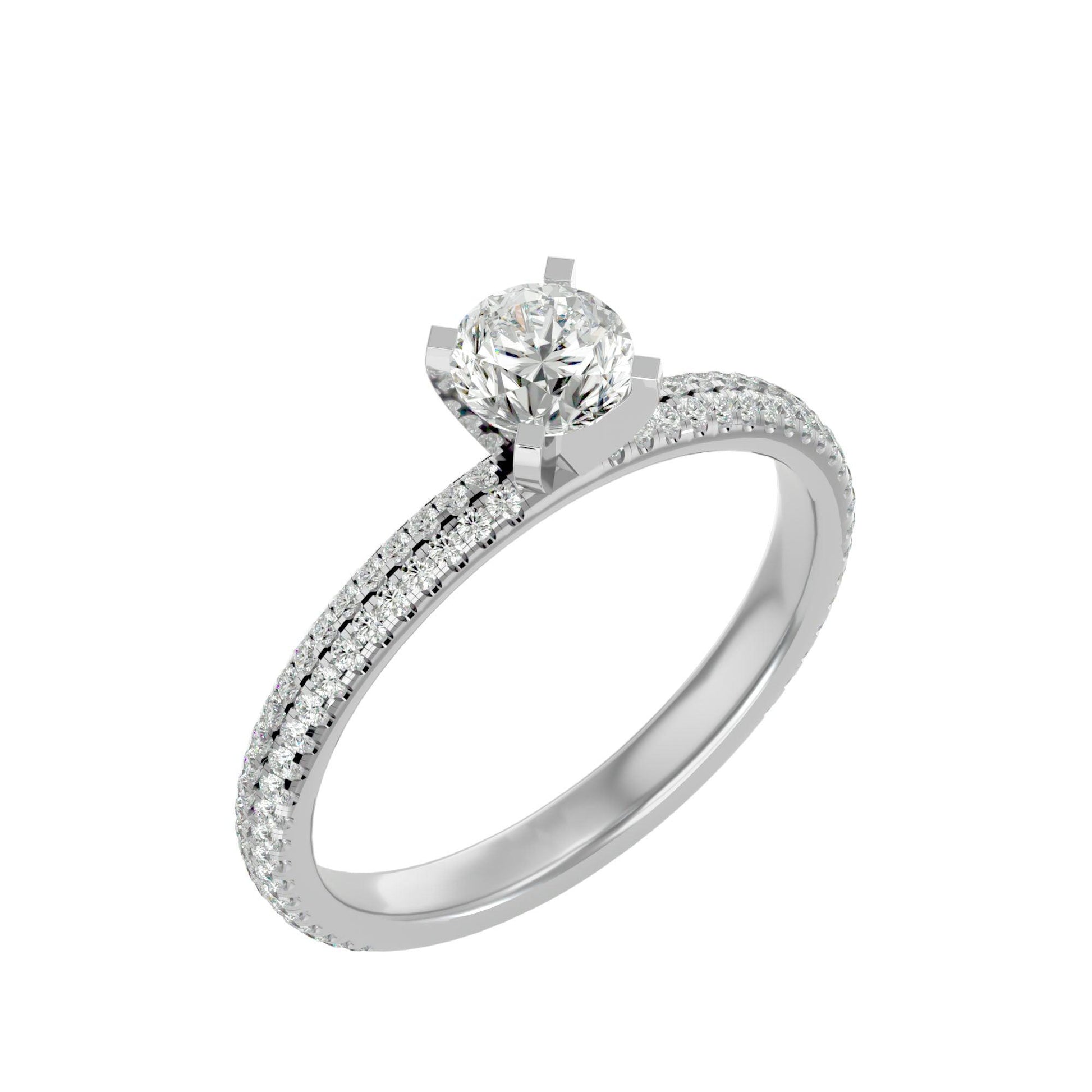 Lab Grown Round Diamond In White Gold Solitaire Ring