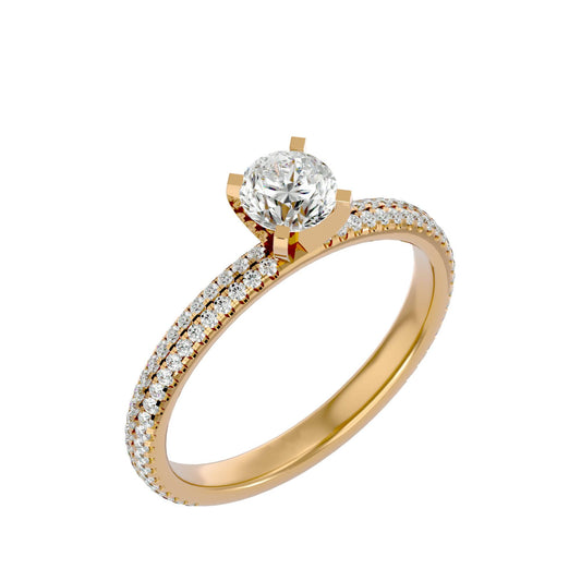 Lab Grown Round Diamond Solitaire Ring In Yellow Gold