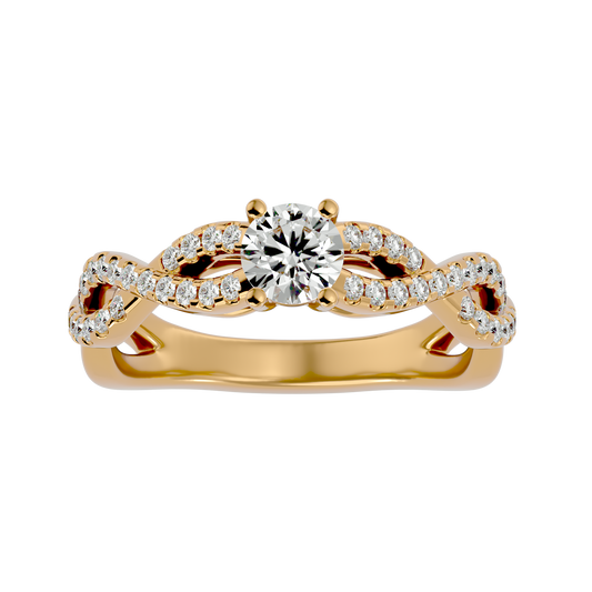 Lab Grown Round Cut Diamond Halo Ring In Yellow Gold