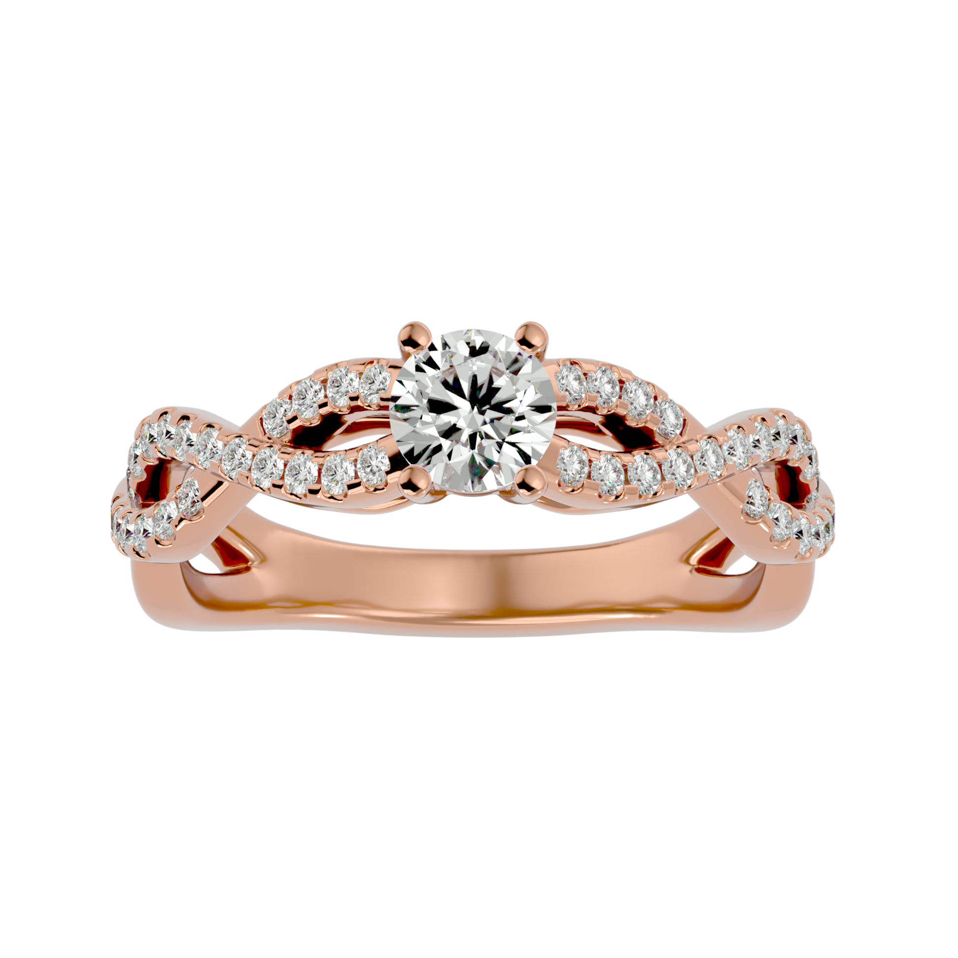 Lab Grown Round Cut Diamond Halo Ring In Rose Gold