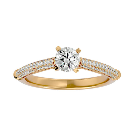 Lab Grown Round Diamond Solitaire Ring In Yellow Gold