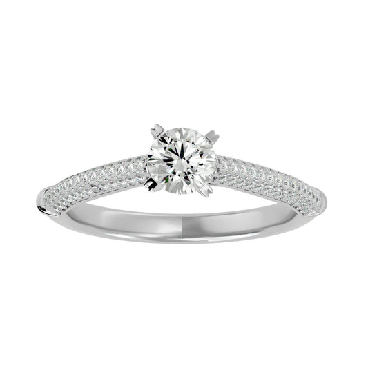 Lab Grown Round Diamond In White Gold Solitaire Ring