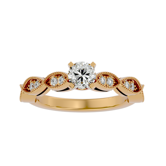 Lab Grown Round Cut Diamond Halo Ring In Yellow Gold