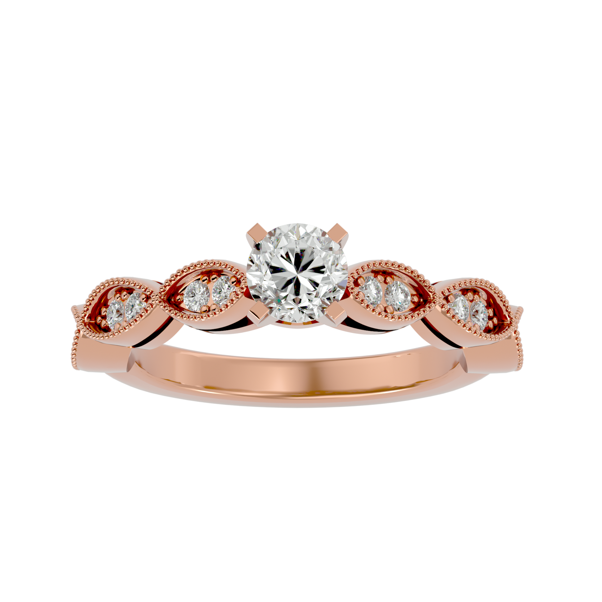 Lab Grown Round Cut Diamond Halo Ring In Rose Gold