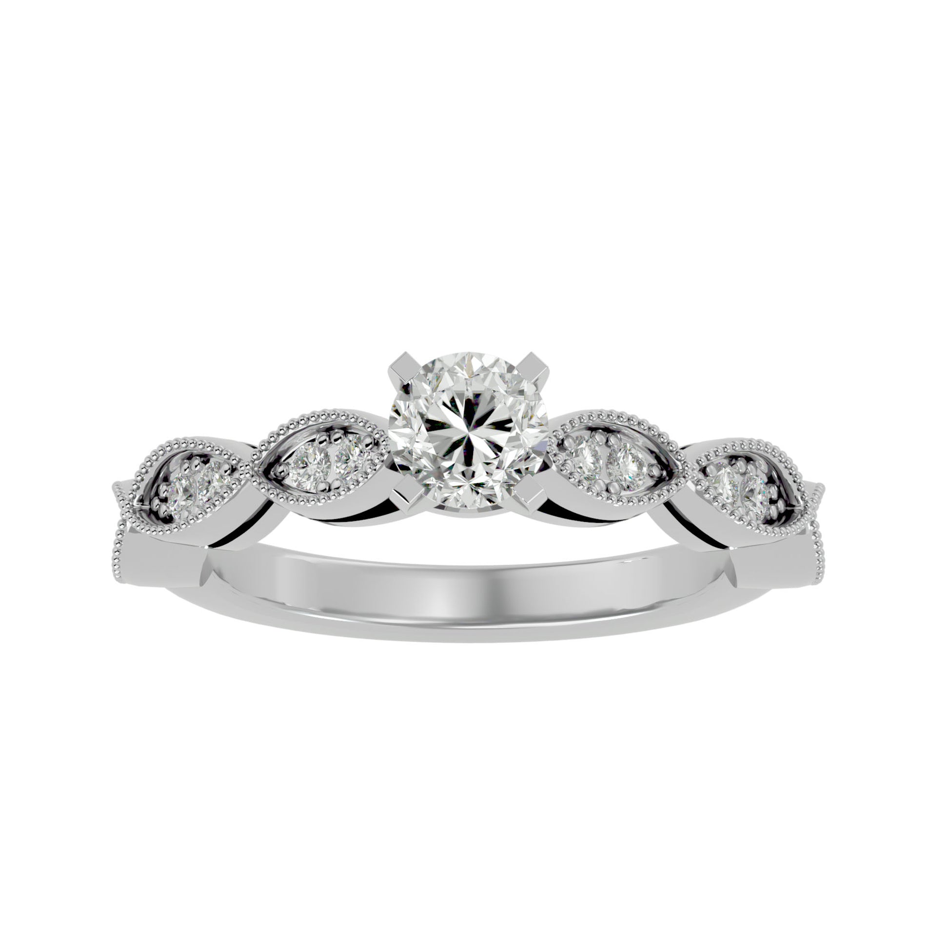 Lab Grown Round Cut Diamond Halo Ring In Platinum