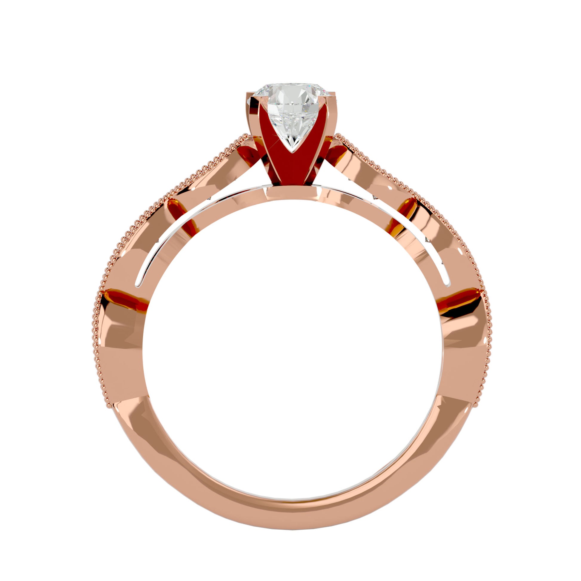 Lab Grown Round Cut Diamond Halo Ring In Rose Gold