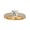 Lab Grown Round Cut Diamond Halo Ring In Yellow Gold