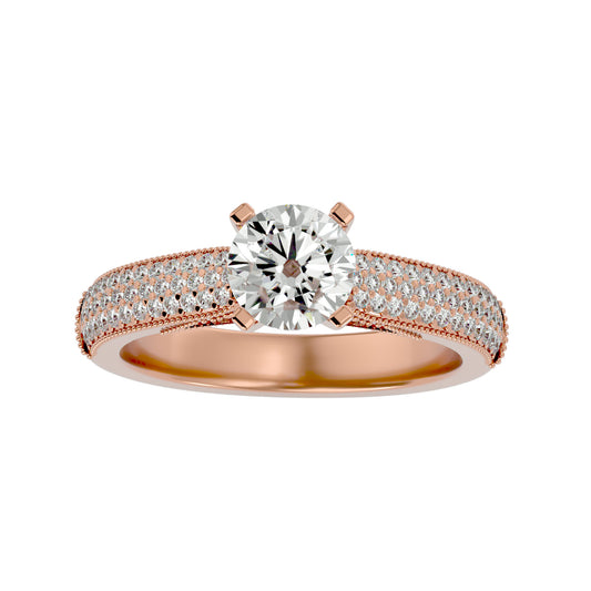 Lab Grown Round Cut Diamond Halo Ring In Rose Gold