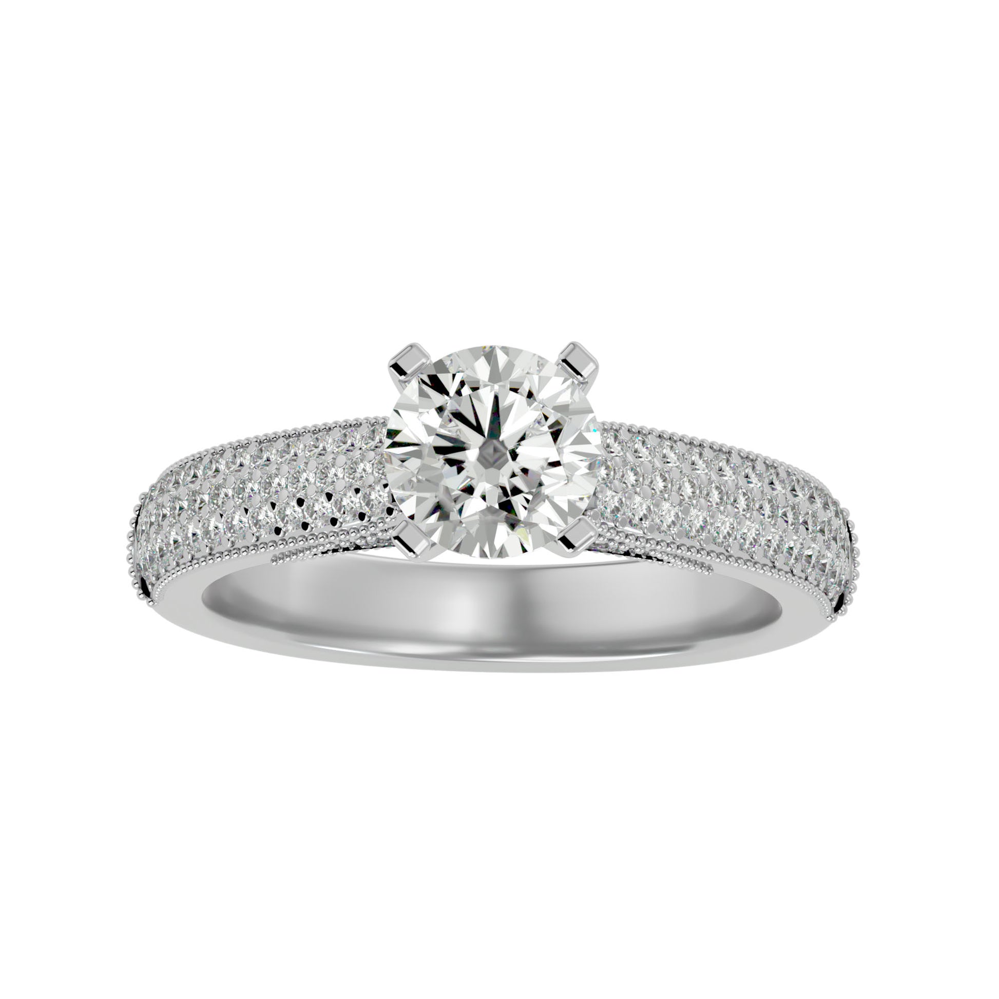 Lab Grown Round Cut Diamond Halo Ring In Platinum