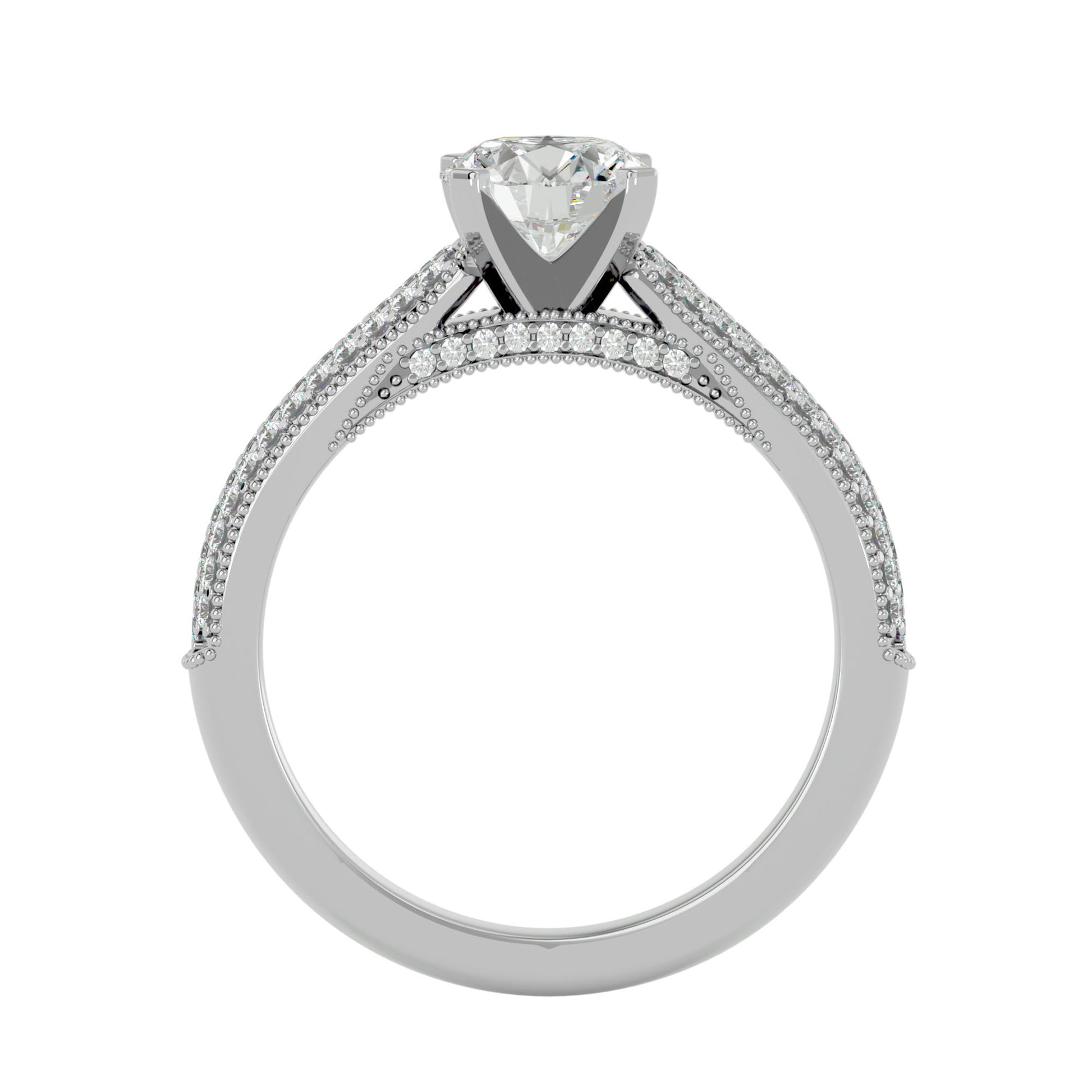 Lab Grown Round Cut Diamond Halo Ring In Platinum