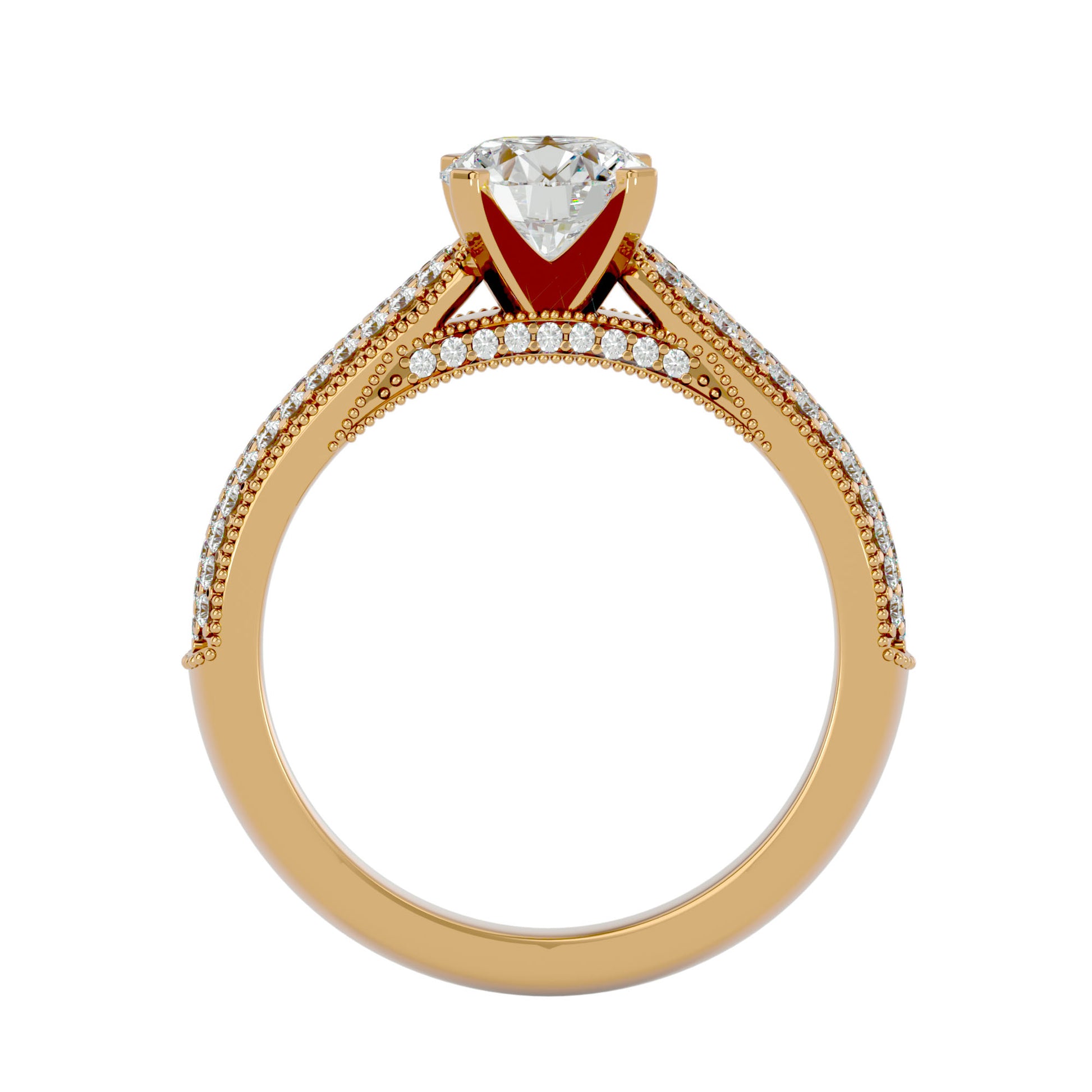 Lab Grown Round Cut Diamond Halo Ring In Yellow Gold