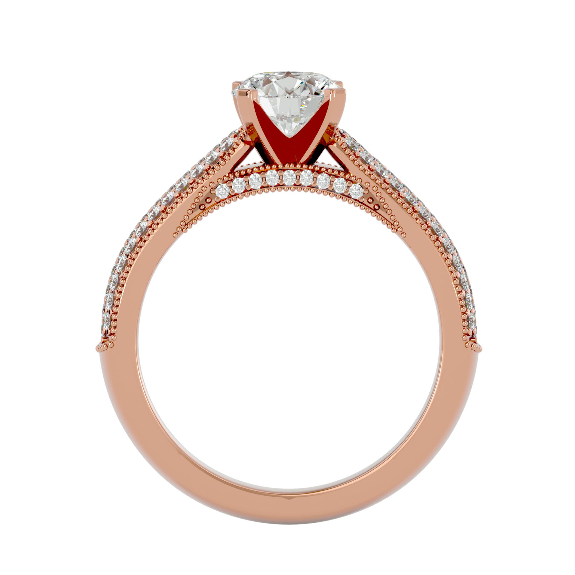 Lab Grown Round Cut Diamond Halo Ring In Rose Gold