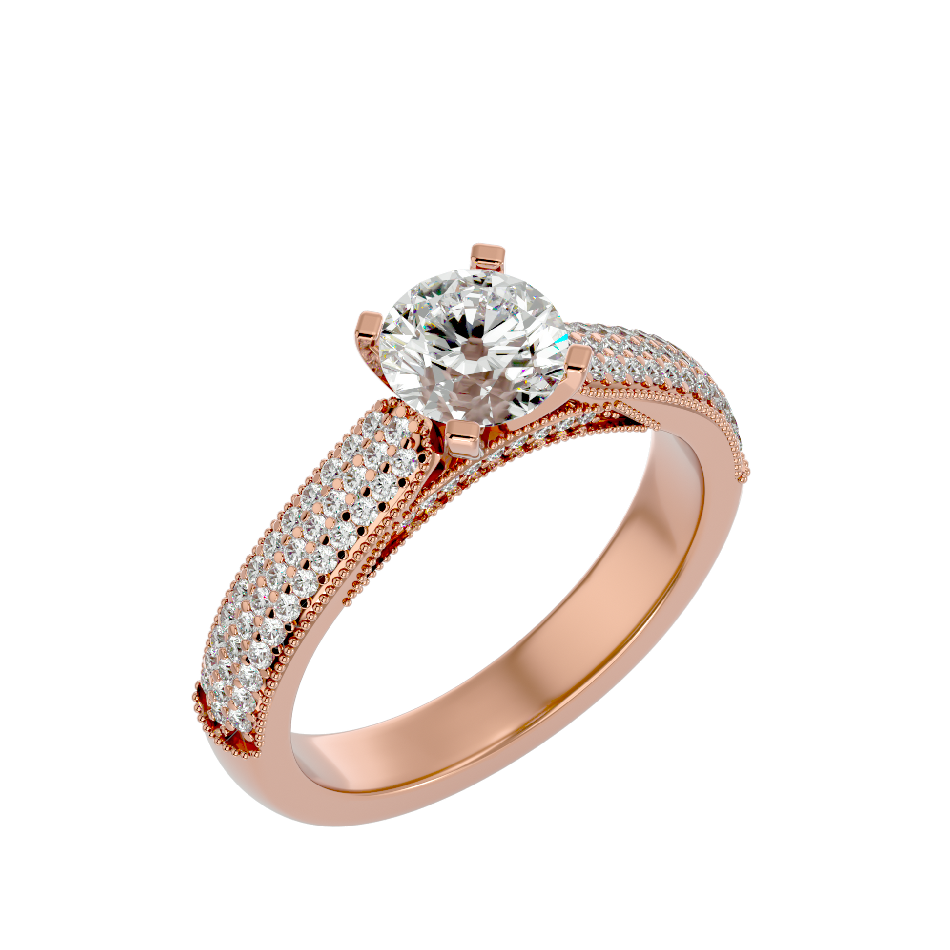 Lab Grown Round Cut Diamond Halo Ring In Rose Gold