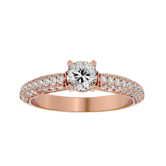 Lab Grown Round Cut Diamond Solitaire Ring In Rose Gold