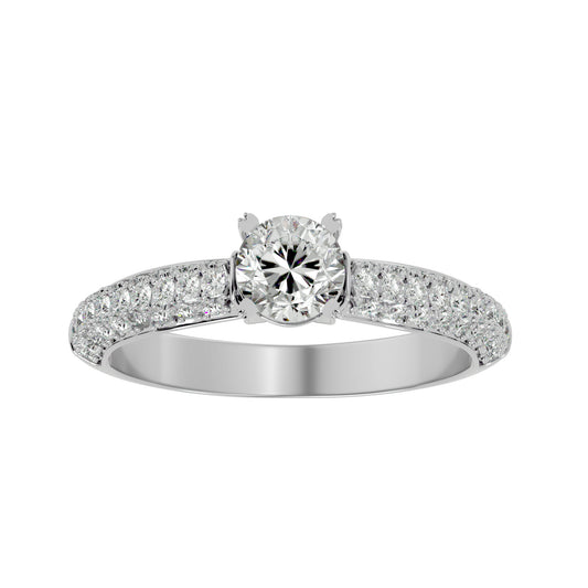 Lab Grown Round Cut Diamond In White Gold Solitaire Ring