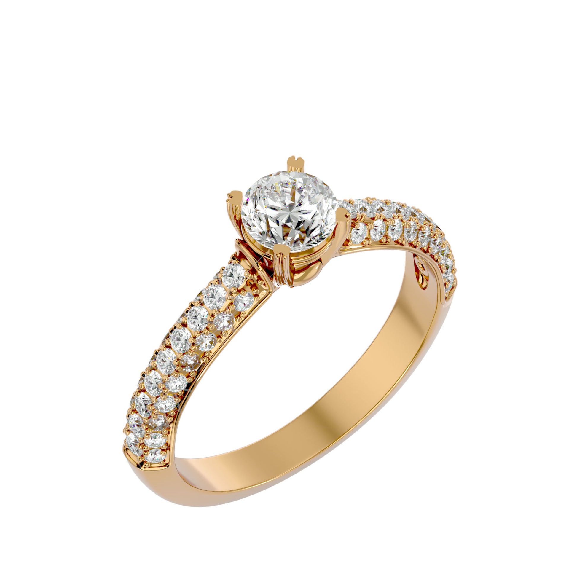 Lab Grown Round Cut Diamond Solitaire Ring In Yellow Gold