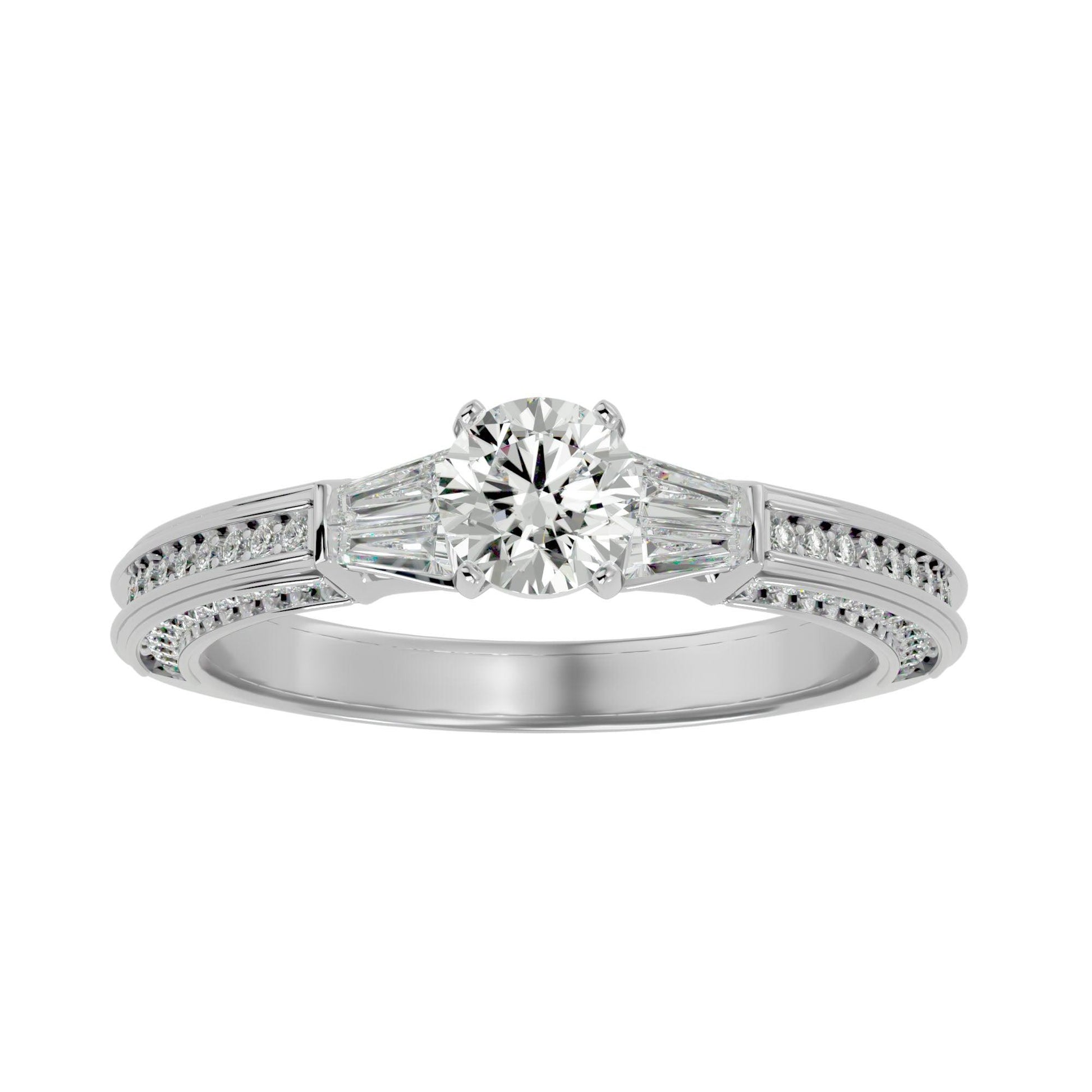 Lab Grown Round Diamond In White Gold Solitaire Ring