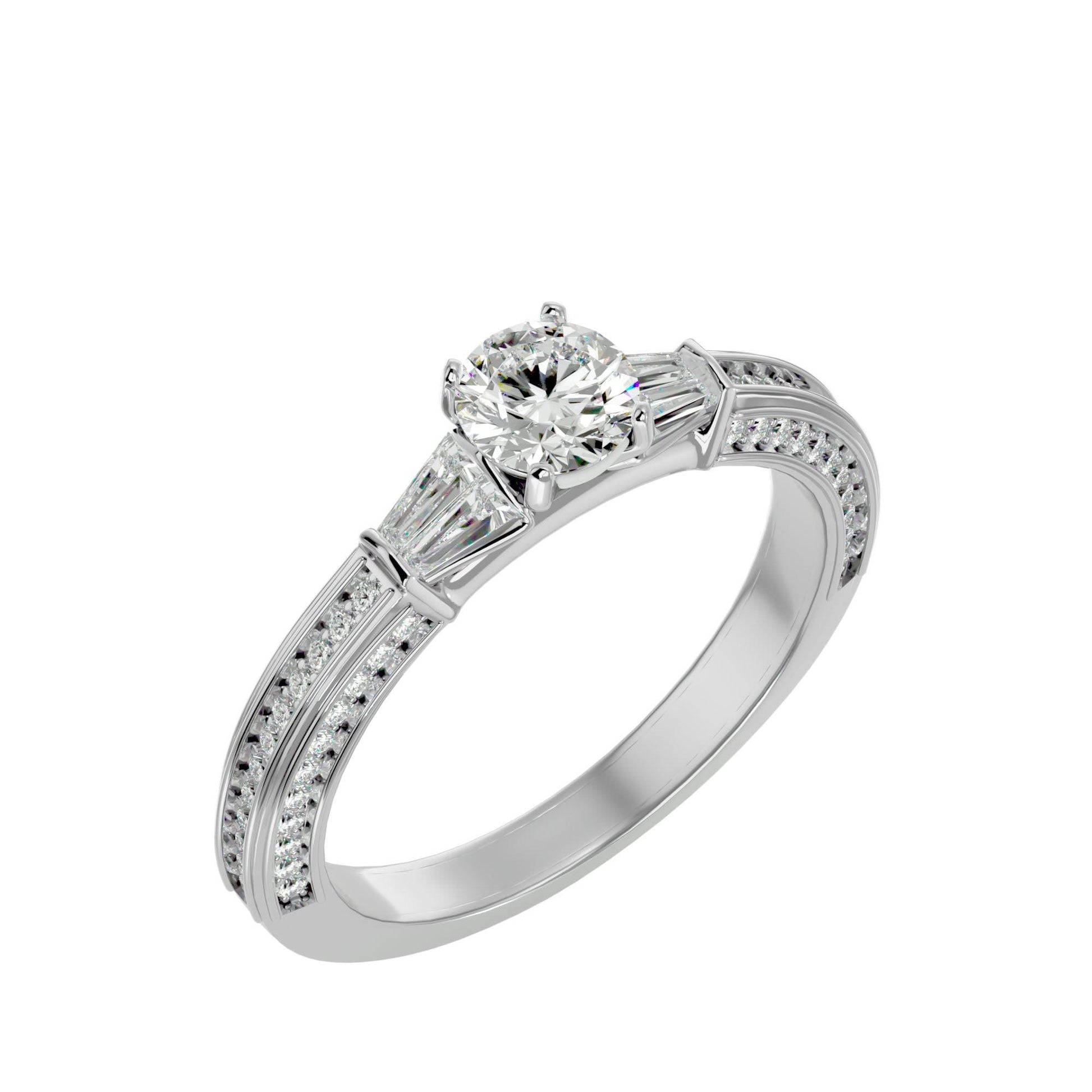 Lab Grown Round Diamond In White Gold Solitaire Ring