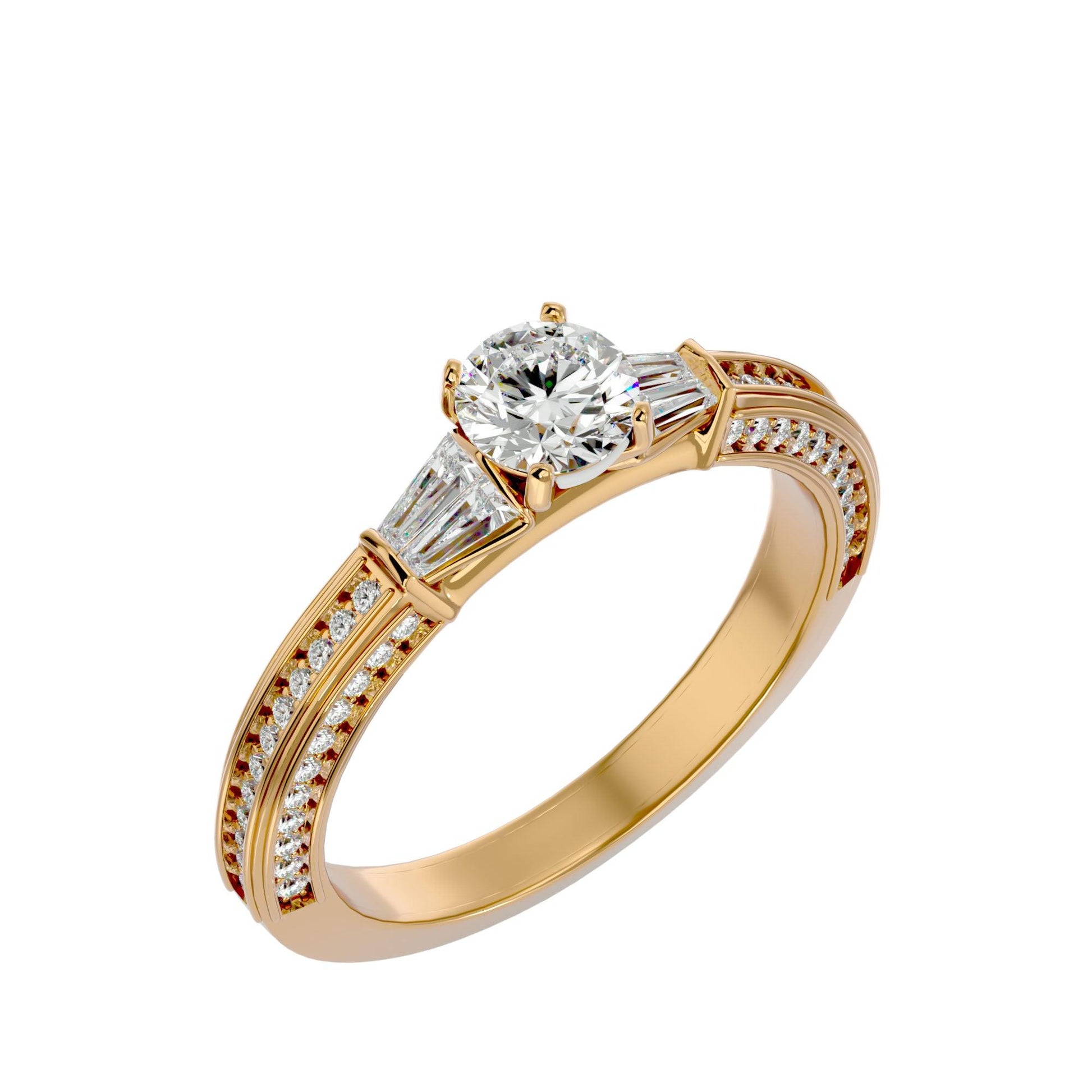 Lab Grown Round Diamond Solitaire Ring In Yellow Gold