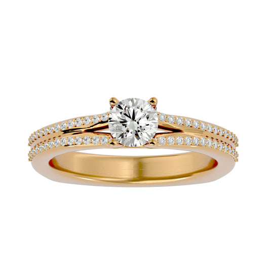 Lab Grown Round Cut Diamond Solitaire Ring In Yellow Gold