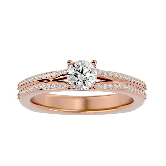 Lab Grown Round Cut Diamond Solitaire Ring In Rose Gold