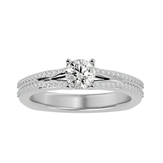 Lab Grown Round Cut Diamond In White Gold Solitaire Ring