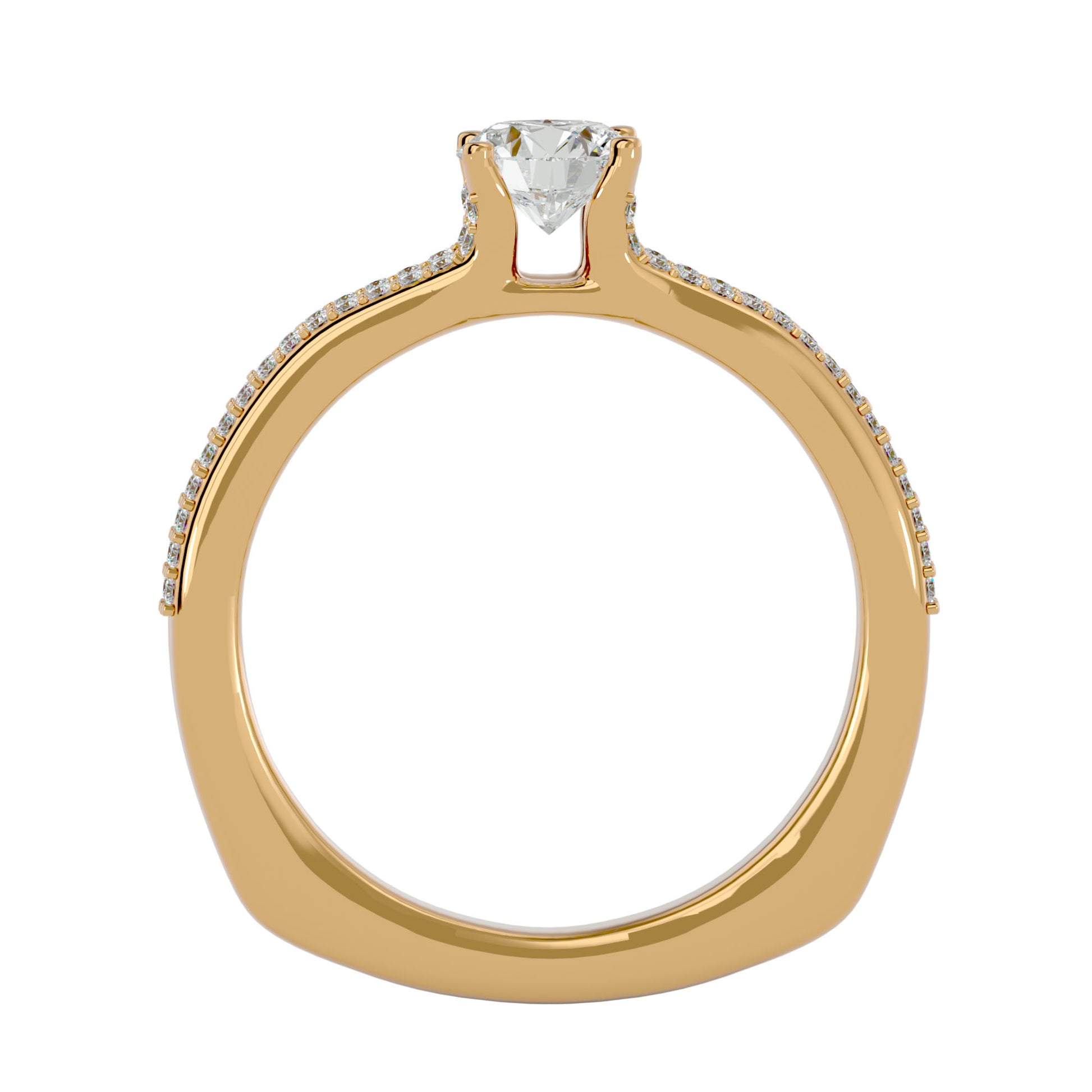 Lab Grown Round Cut Diamond Solitaire Ring In Yellow Gold