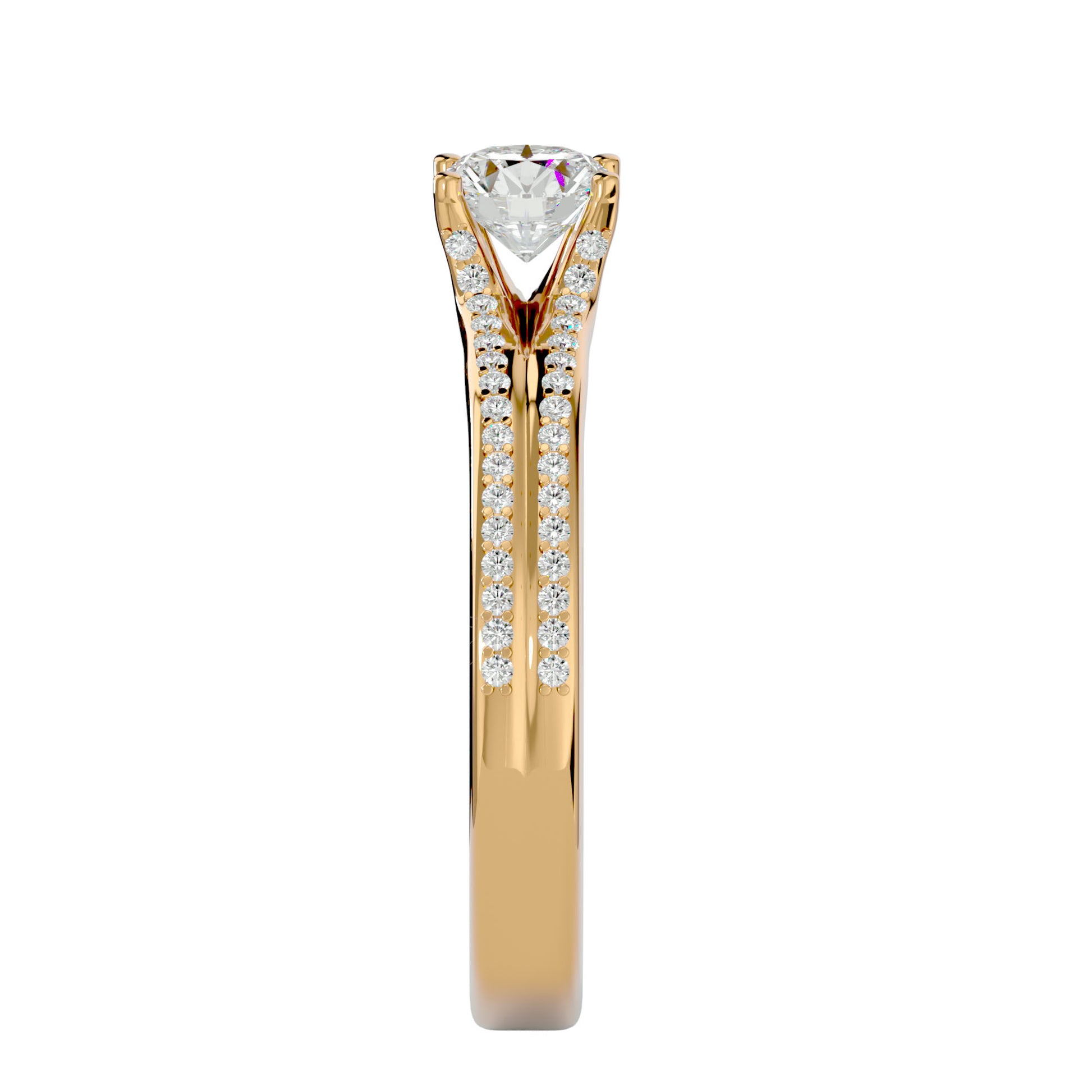 Lab Grown Round Cut Diamond Solitaire Ring In Yellow Gold