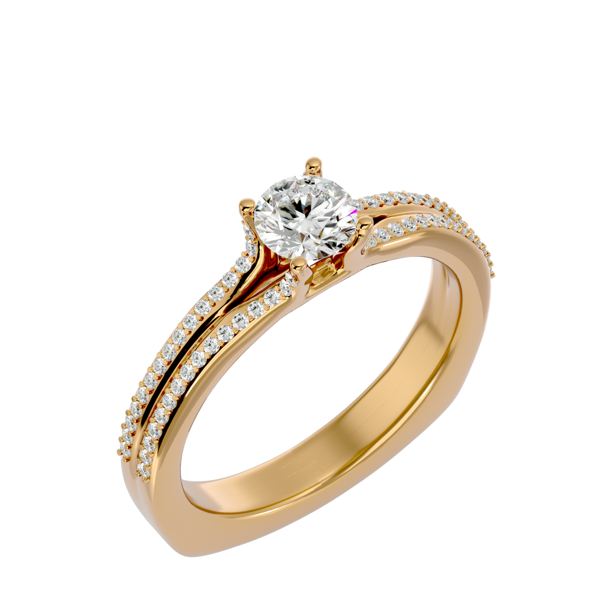 Lab Grown Round Cut Diamond Solitaire Ring In Yellow Gold