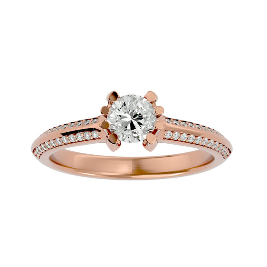 Lab Grown Round Cut Diamond Solitaire Ring In Rose Gold