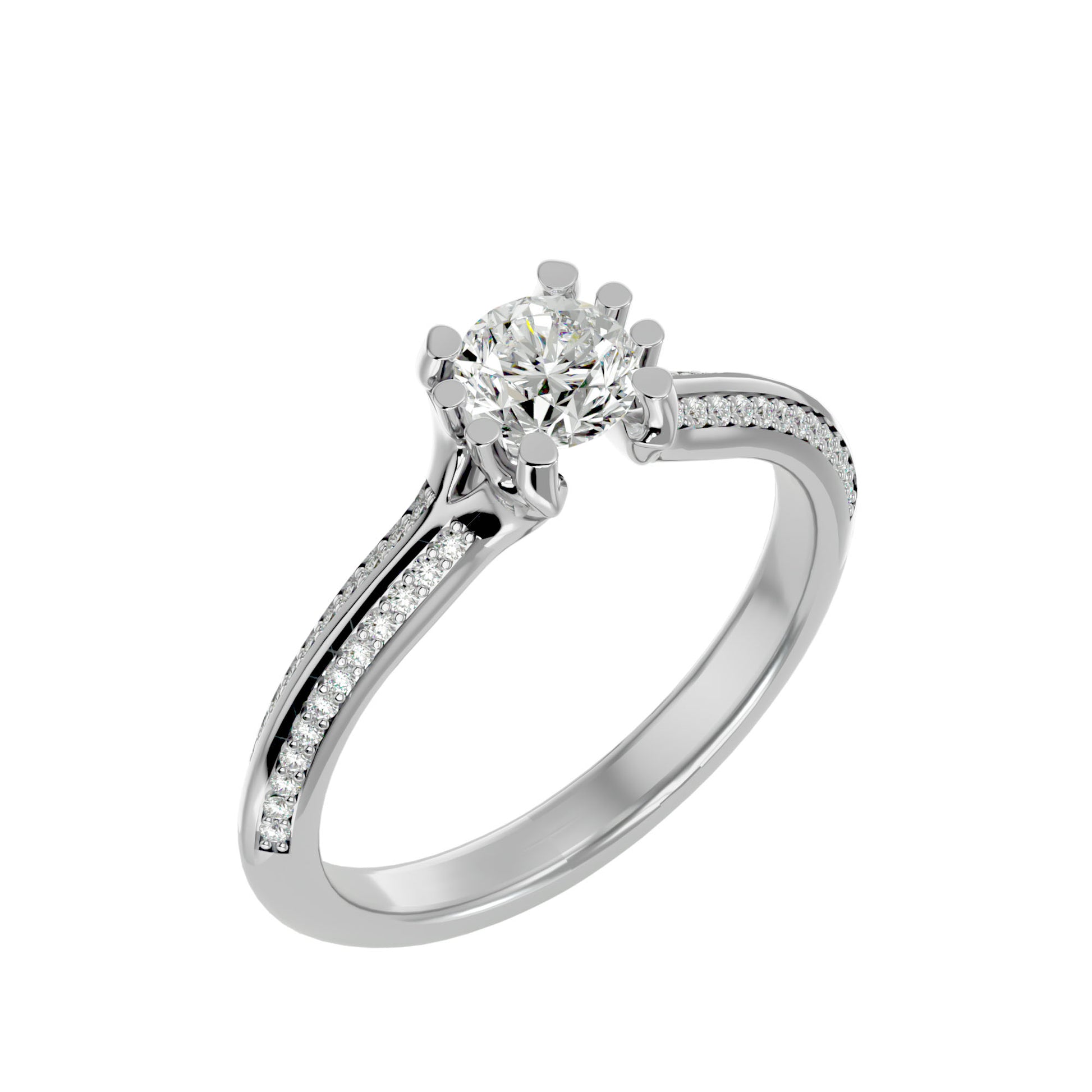 Lab Grown Round Cut Diamond In White Gold Solitaire Ring