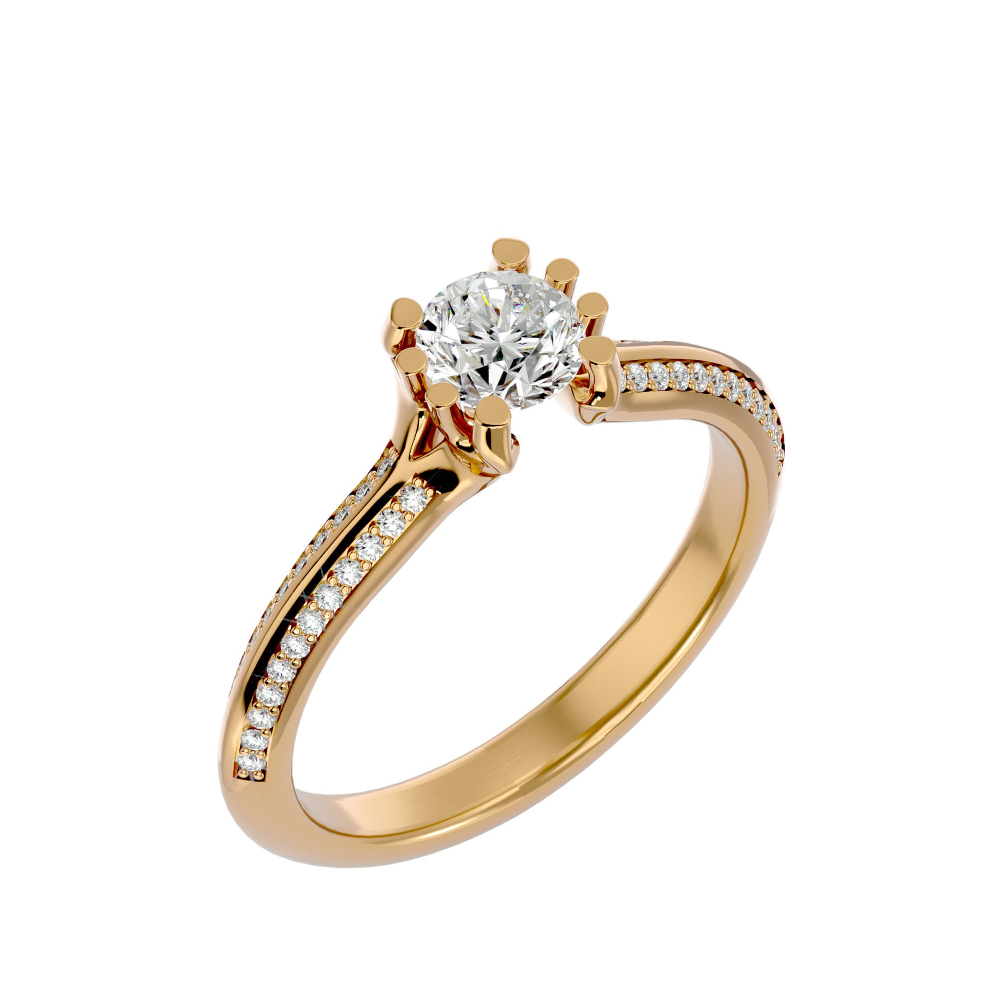 Lab Grown Round Cut Diamond Solitaire Ring In Yellow Gold