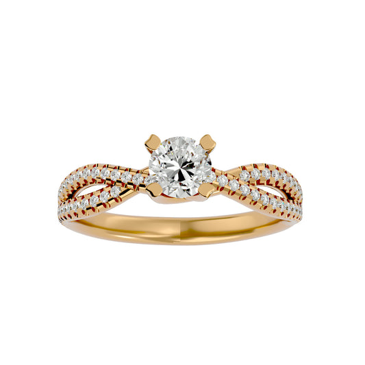 Amazing Lab Grown Round Cut Diamond Halo Ring In Yellow Gold