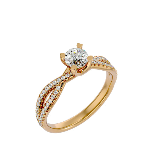 Amazing Lab Grown Round Cut Diamond Halo Ring In Yellow Gold