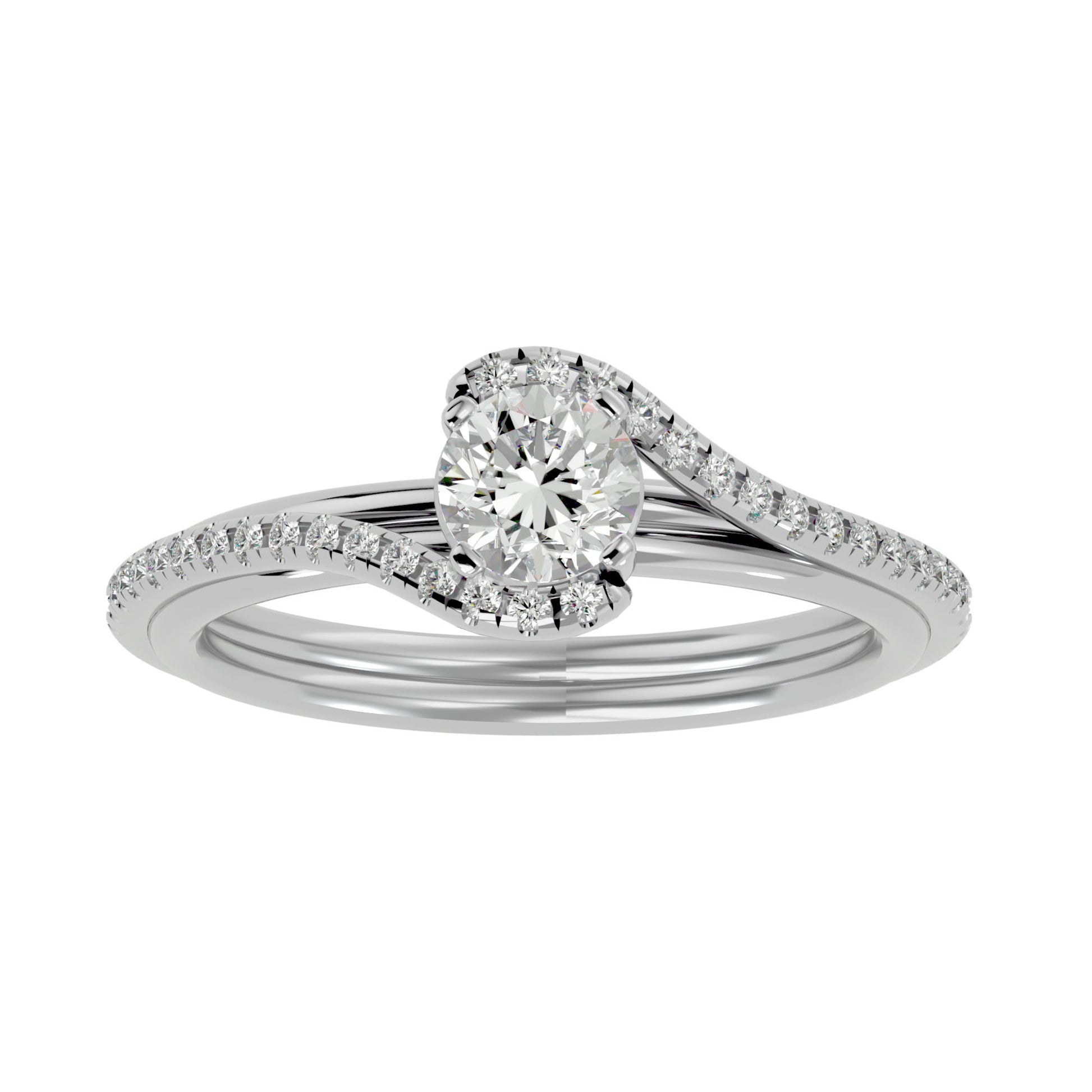 Lab Grown Round Cut Diamond Halo Ring In Platinum