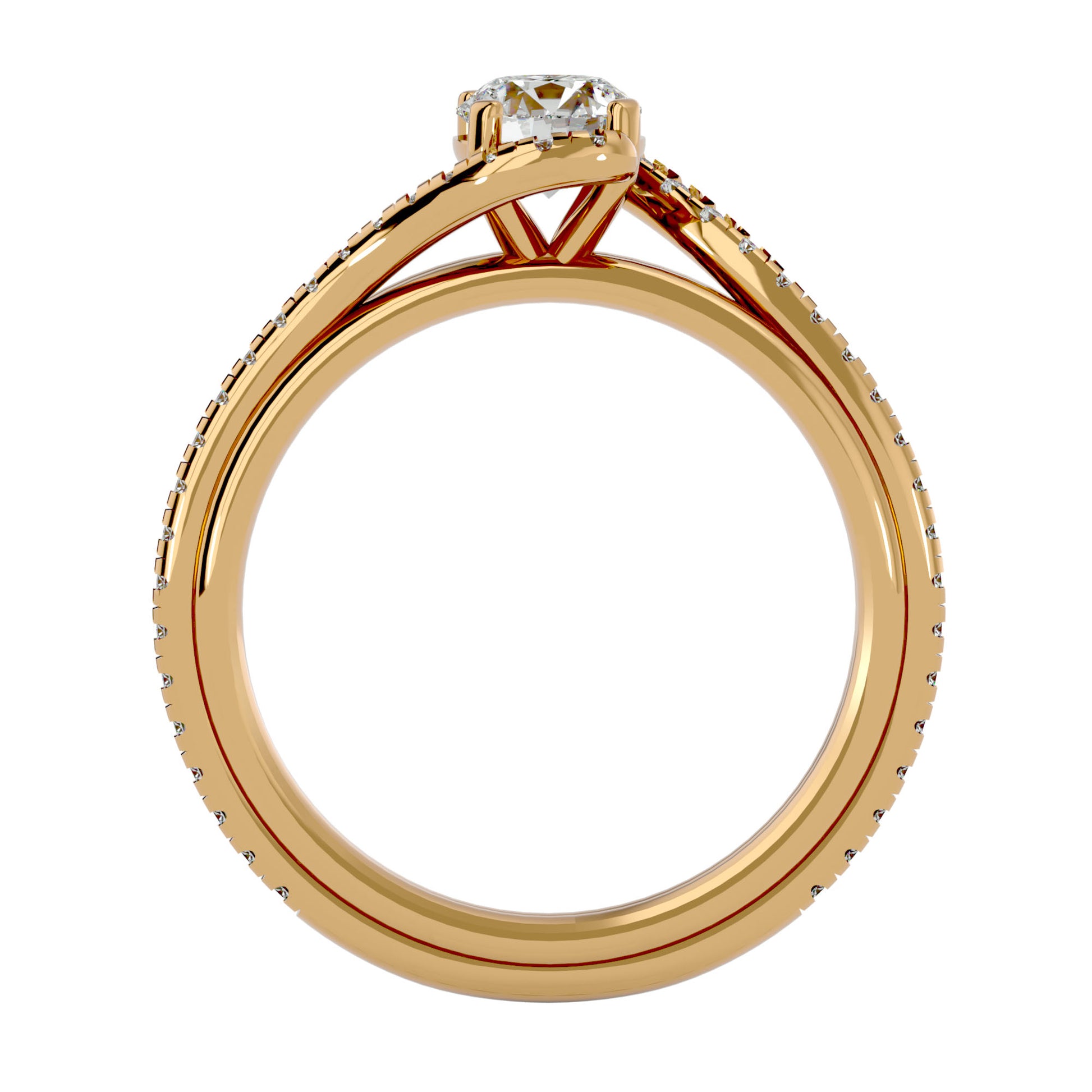 Lab Grown Round Cut Diamond Halo Ring In Yellow Gold