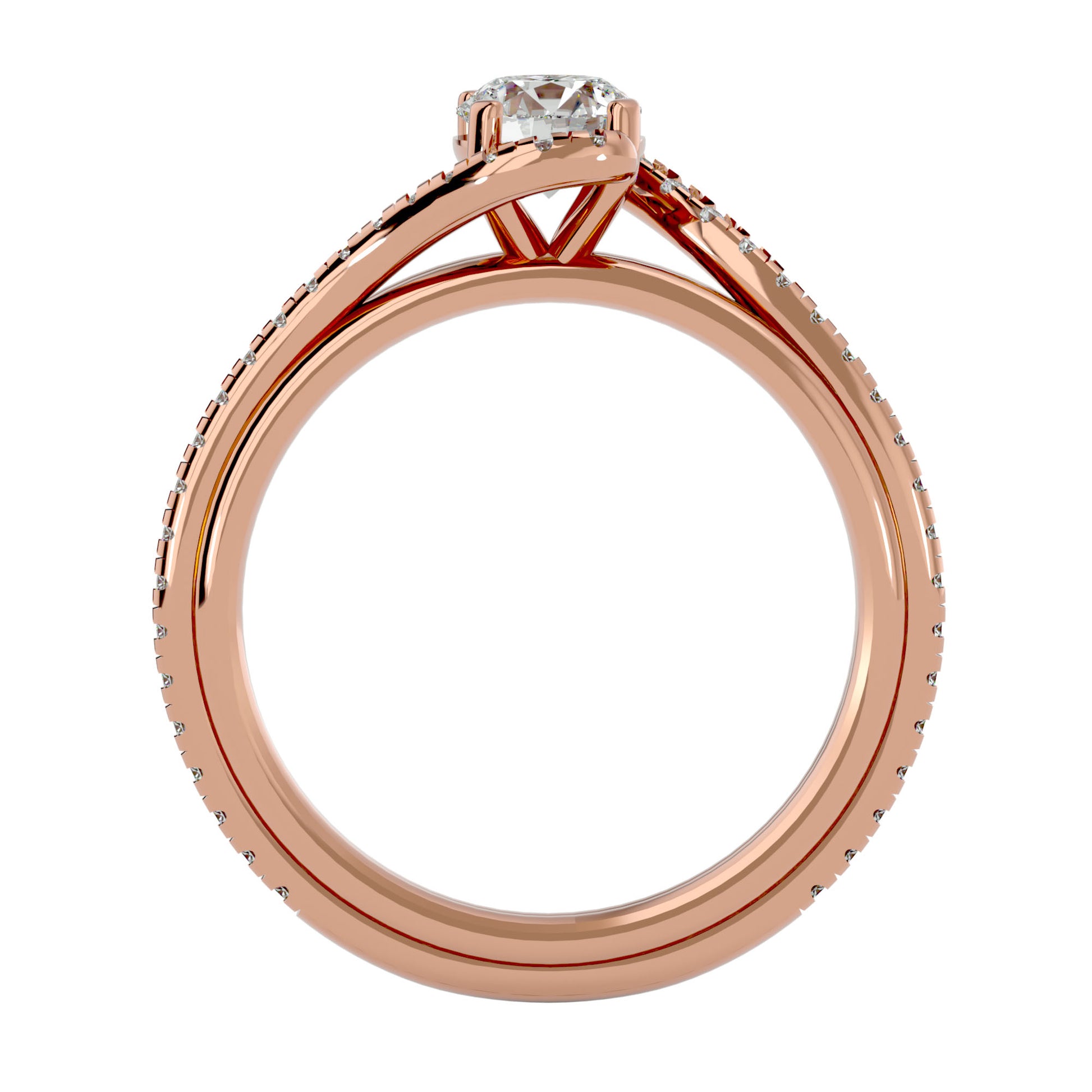 Lab Grown Round Cut Diamond Halo Ring In Rose Gold