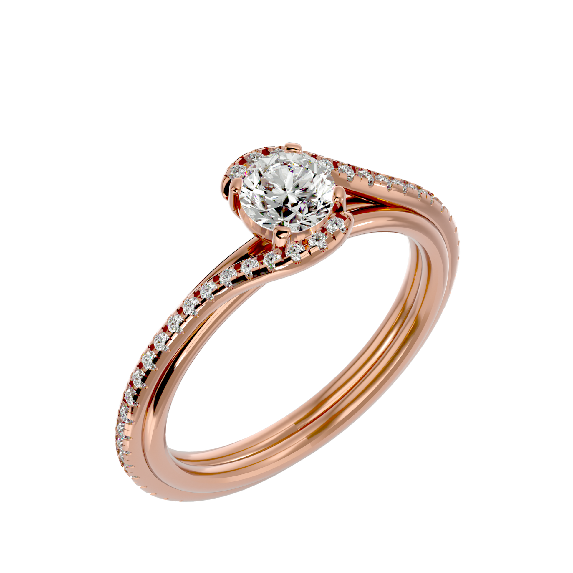 Lab Grown Round Cut Diamond Halo Ring In Rose Gold