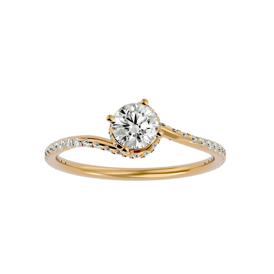 Brilliant Lab Grown Round Diamond Halo Ring In Yellow Gold