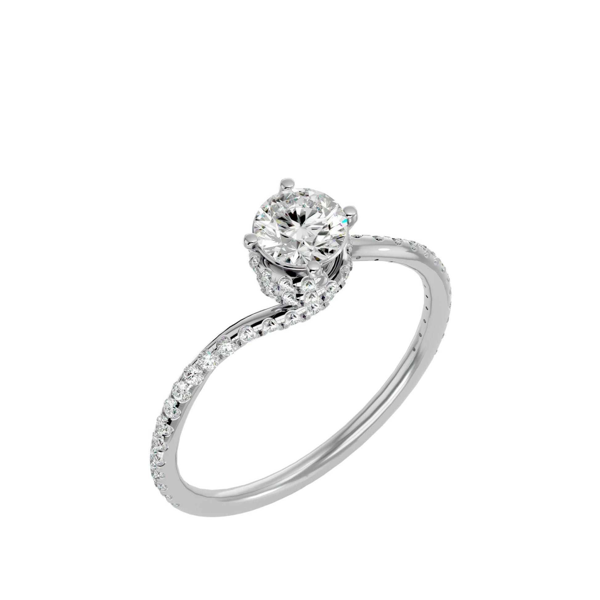 Brilliant Lab grown Round Diamond Halo Ring In Platinum