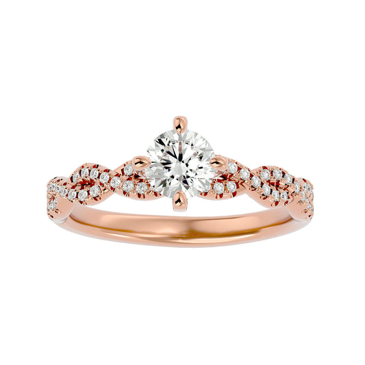 Lab Grown Round Cut Diamond Halo Ring In Rose Gold