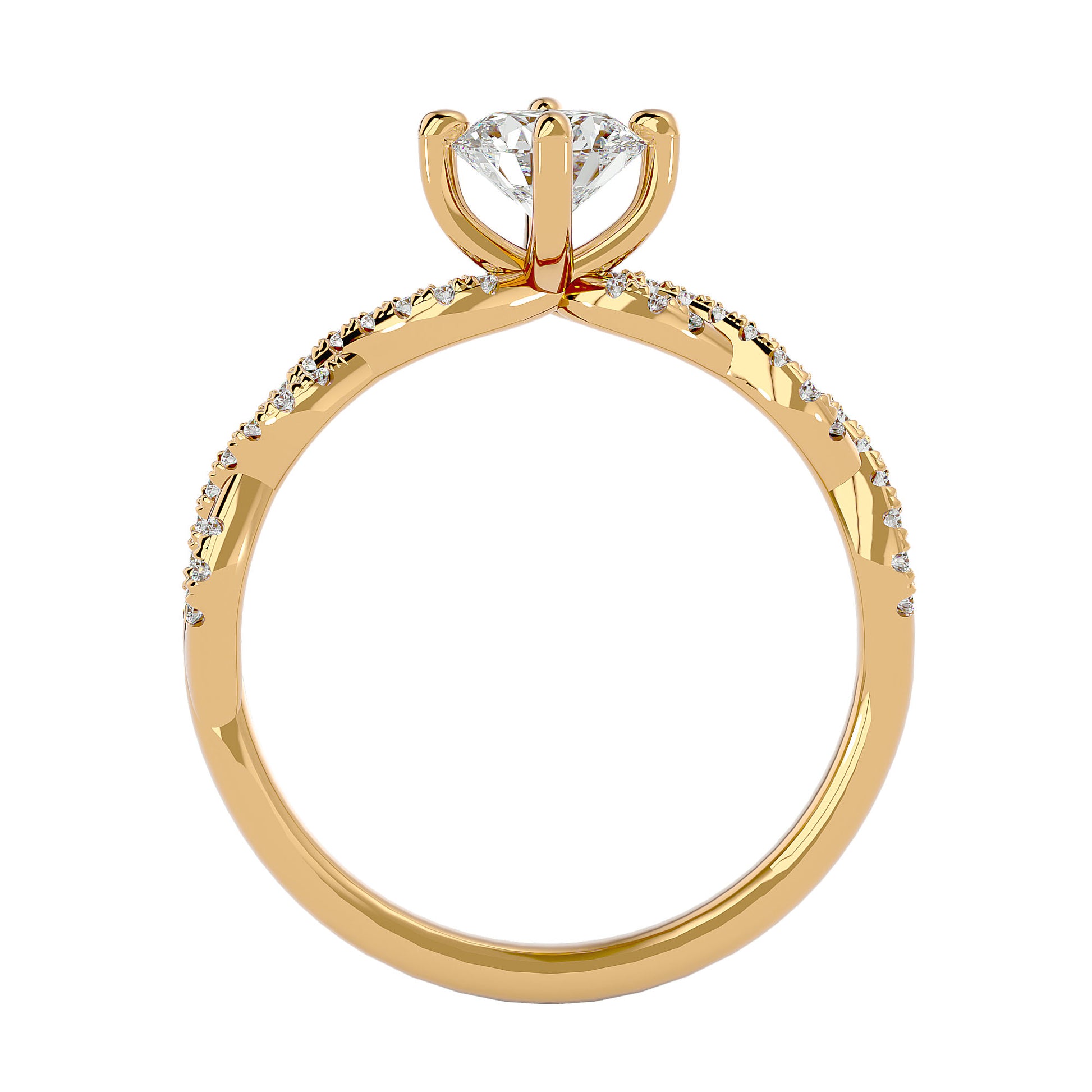 Lab Grown Round Cut Diamond Halo Ring In Yellow Gold