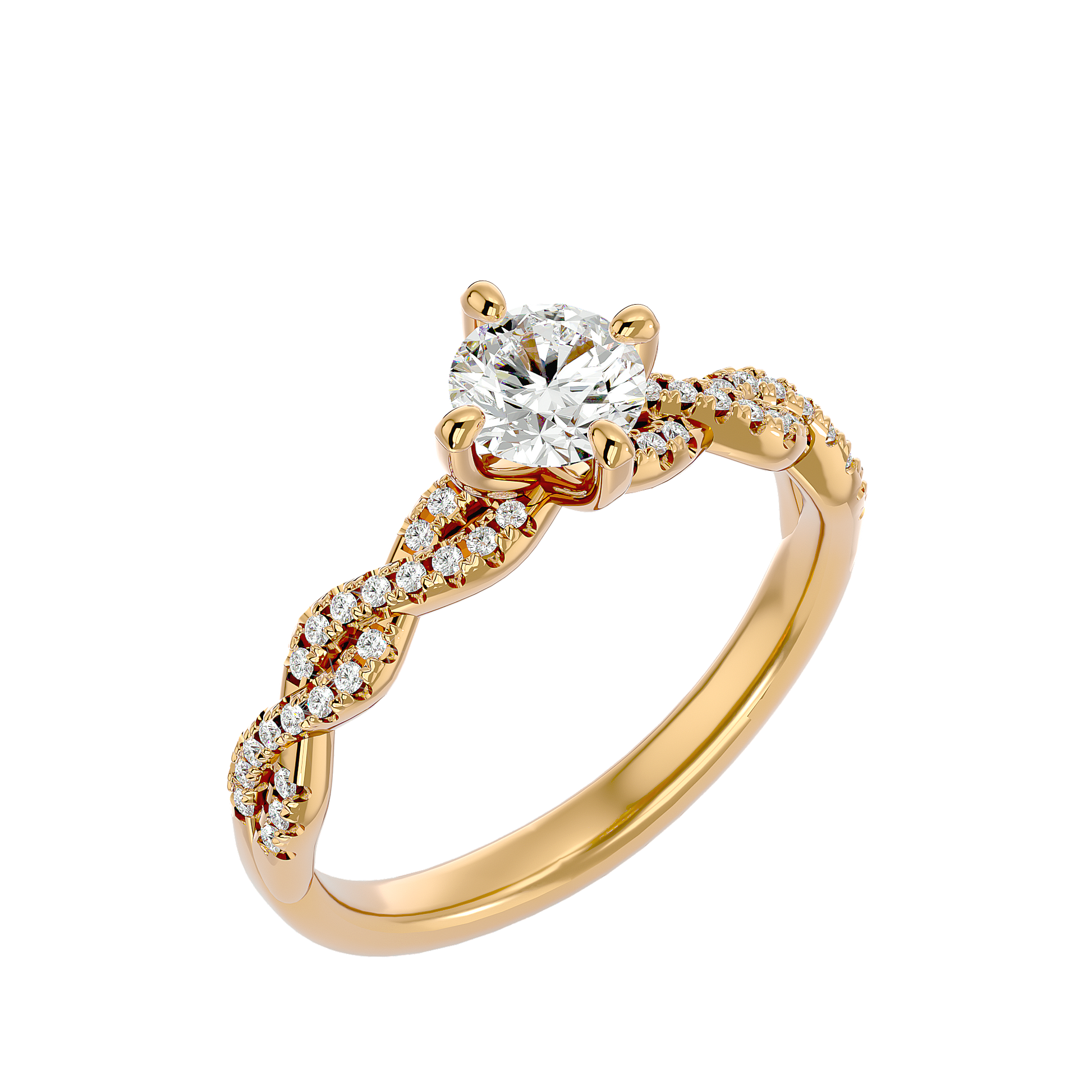 Lab Grown Round Cut Diamond Halo Ring In Yellow Gold