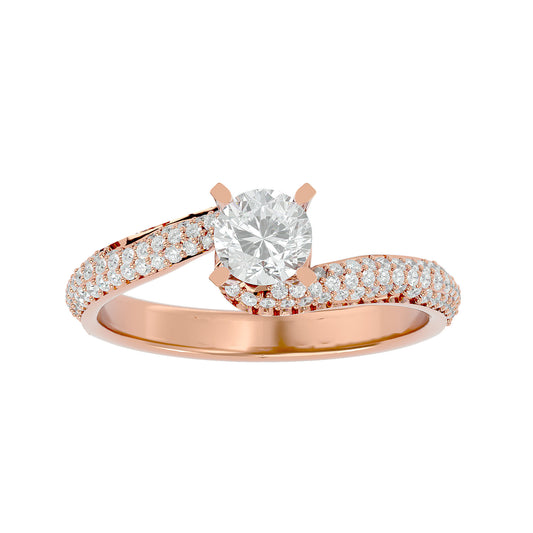 Lab Grown Round Cut Diamond Halo Twirl Ring In Rose Gold