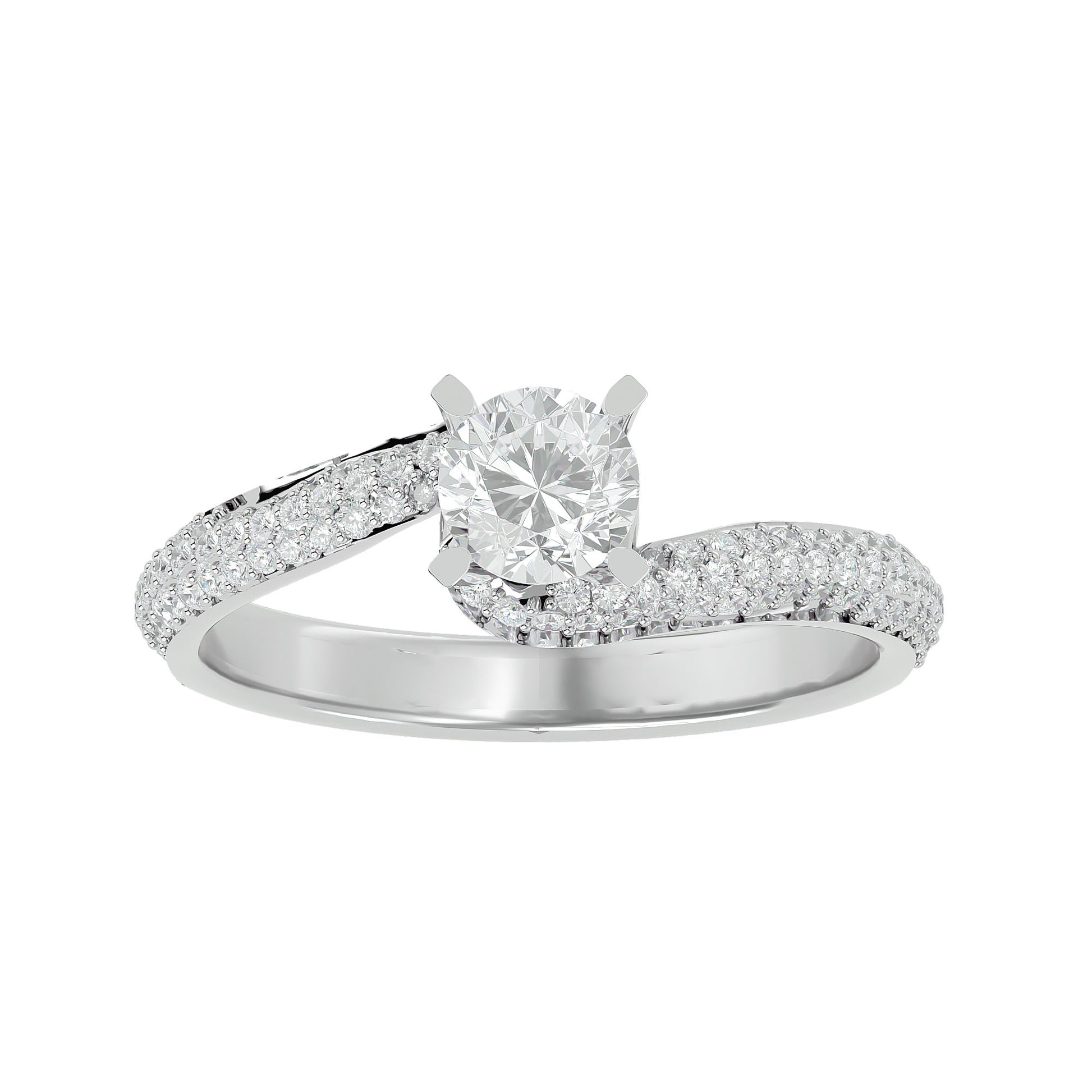 Lab Grown Round Cut Diamond Halo Twirl Ring In Platinum